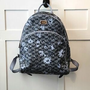 Michael Kors Black and Gray Floral Backpack